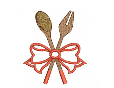 Motif de broderie machine  spatules en bois avec un noeud en appliqué