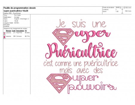 Motif de broderie super puéricultrice