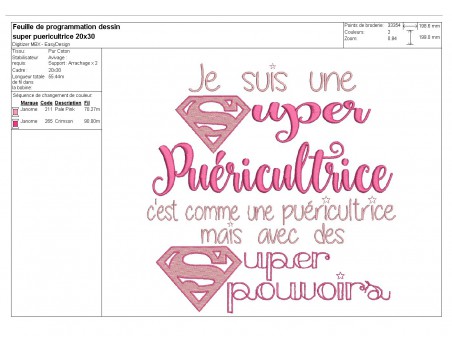 Motif de broderie super puéricultrice