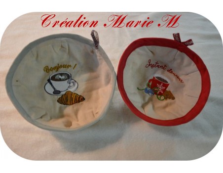 Motif de broderie machine café croissant