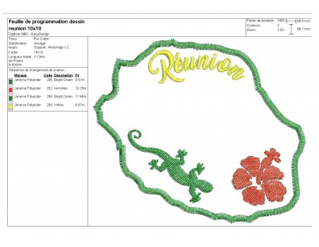 Motif de broderie machine  la Réunion en appliqué