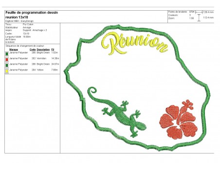 Motif de broderie machine  la Réunion en appliqué