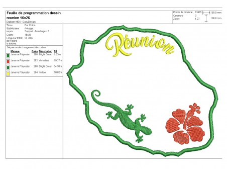 Motif de broderie machine  la Réunion en appliqué