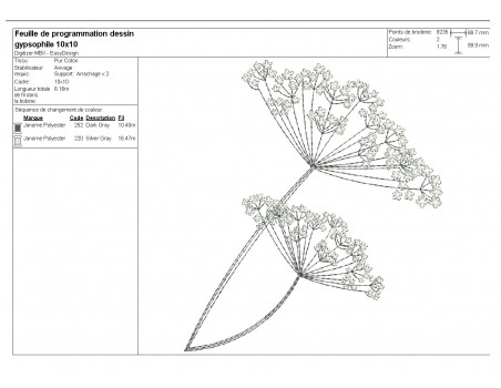 Motif de broderie machine  gypsophile