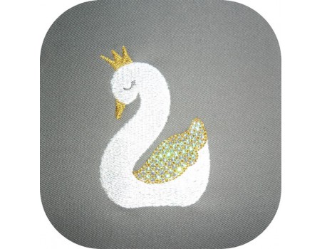 Motif de broderie machine  cygne appliqué mylar