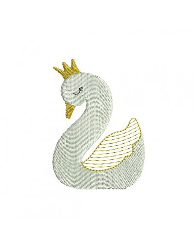 Motif de broderie machine  cygne appliqué mylar