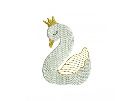 Motif de broderie machine  cygne appliqué mylar