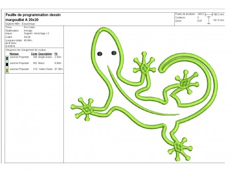 Motif de broderie machine Margouillat en appliqué