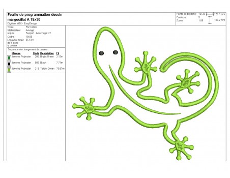 Motif de broderie machine Margouillat en appliqué