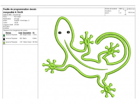 Motif de broderie machine Margouillat en appliqué