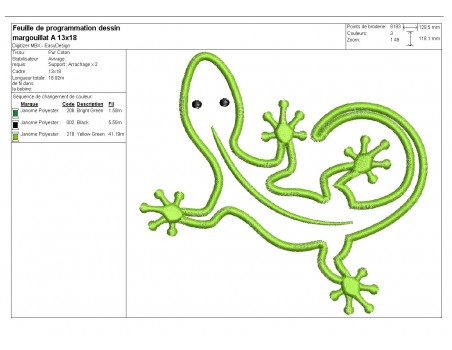 Motif de broderie machine Margouillat en appliqué