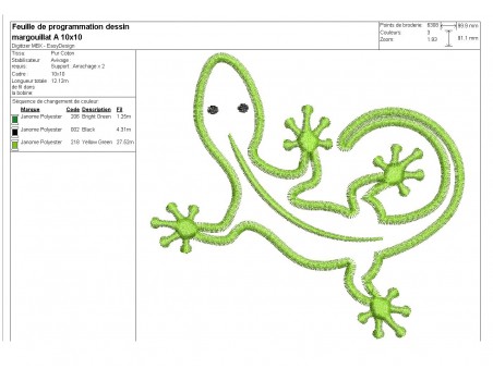 Motif de broderie machine Margouillat en appliqué