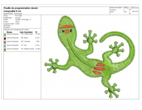 Motif de broderie machine Margouillat