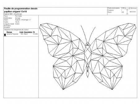 Motif de broderie machine papillon origami