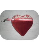 Instant download machine embroidery zip purse heart  ith