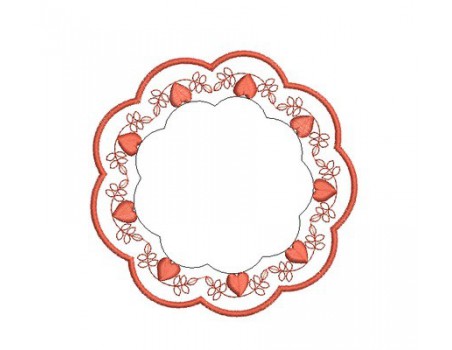 Motif de broderie dessous de verre coeur