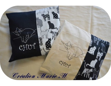 Motif de broderie machine chat qui dort