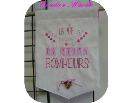 Motif de broderie machine texte humour petits bonheurs