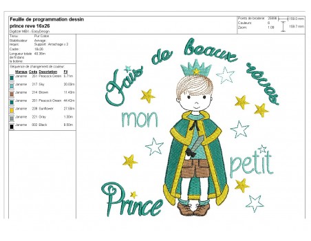 Motif de broderie machine prince