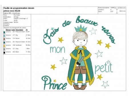 Motif de broderie machine prince