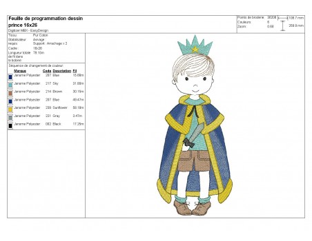 Embroidery design frame  little Prince