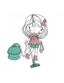 Instant download machine embroidery design girl with vacuum cleaner