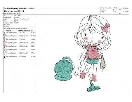 Instant download machine embroidery design  girl and flowers