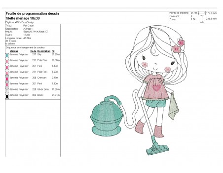 Instant download machine embroidery design  girl and flowers