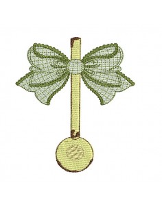 Motif de broderie machine  louche emaillée avec un noeud