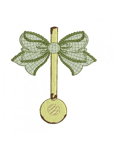 Motif de broderie machine  louche emaillée avec un noeud