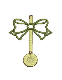 Motif de broderie machine  louche emaillée avec un noeud en appliqué