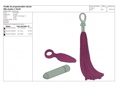 Motif de broderie machine fifty shades n°3