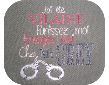 Motif de broderie machine texte humour Grey