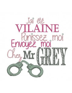 Motif de broderie machine texte humour Grey