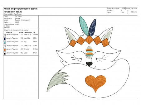 Instant download machine embroidery  Indian fox