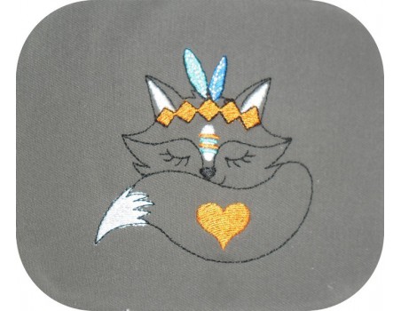 Motif de broderie machine  renard indien