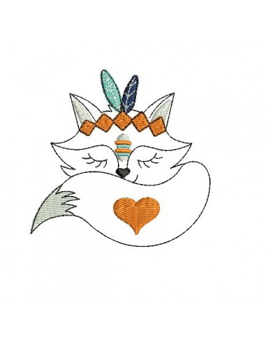 Instant download machine embroidery  Indian fox