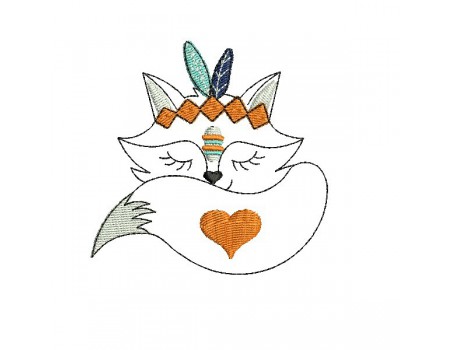 Instant download machine embroidery  Indian fox