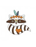 Instant download machine embroidery  Indian raccoon sleeping