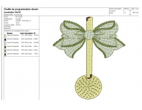 Motif de broderie machine écumoir  emaillé avec un noeud