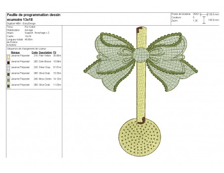 Motif de broderie machine écumoir  emaillé avec un noeud