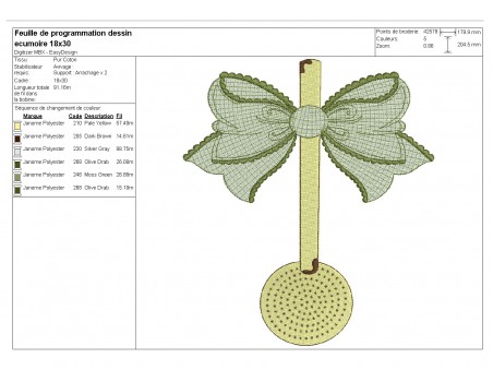 Motif de broderie machine écumoir  emaillé avec un noeud