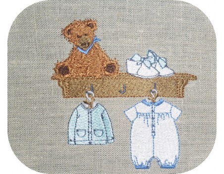 Instant download machine embroidery design clothesline boy