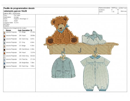 Instant download machine embroidery design clothesline boy