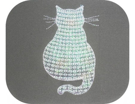 Motif de broderie machine chat de dos en mylar