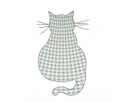 Motif de broderie machine chat de dos en mylar