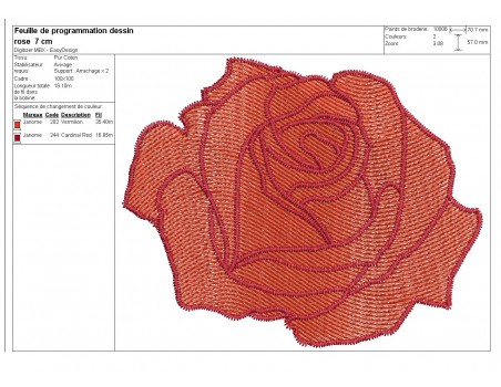 Motif de broderie machine rose