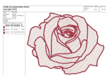 Instant download machine embroidery red rose flower