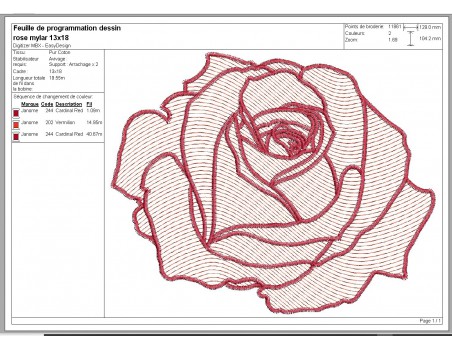 Instant download machine embroidery red rose flower