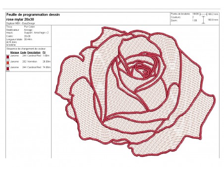 Instant download machine embroidery red rose flower